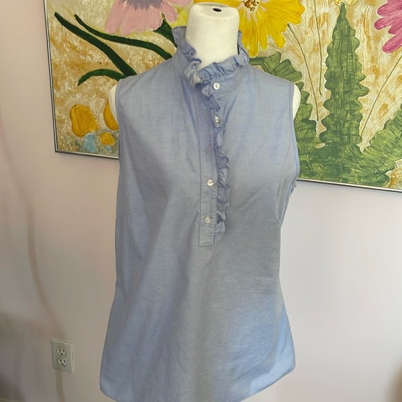 LIGHT Blue Sleeveless Ruffled Collar - Picture 2 of 6
